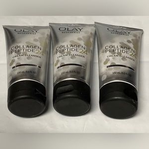 3 tubes Olay Regenerist Collagen Peptide 24 Cream Cleanser 5oz Fragrance Free